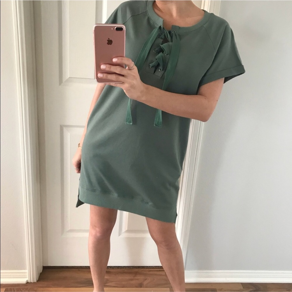 SOLD❌ REPOSH // Olive Lace Up Tunic Dress